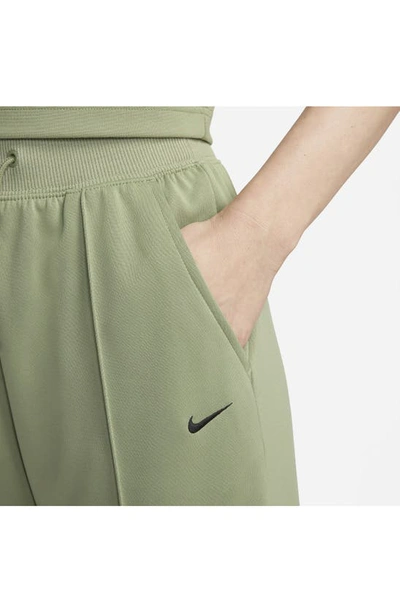 Shop Nike Sportswear Essential High Waist Wide Leg Pants In Oil Green/ Black