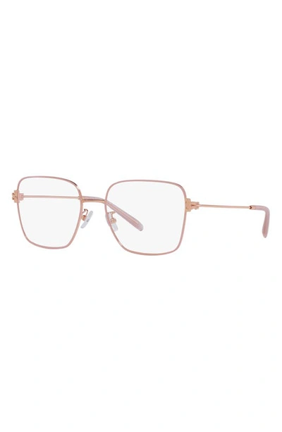 Shop Tory Burch 54mm Square Optical Glasses In Rose Gold