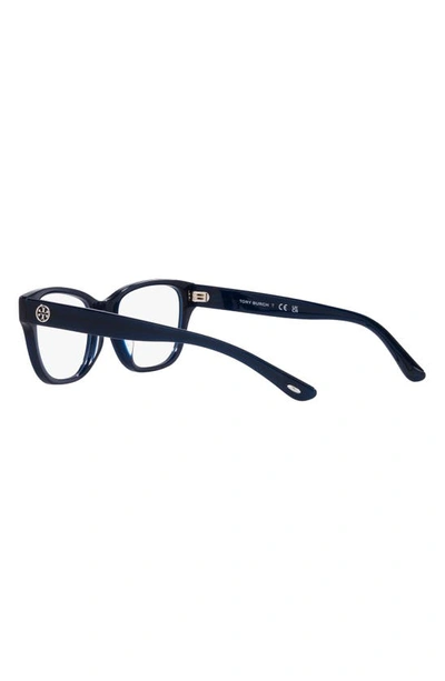 Shop Tory Burch 52mm Rectangular Optical Glasses In Navy