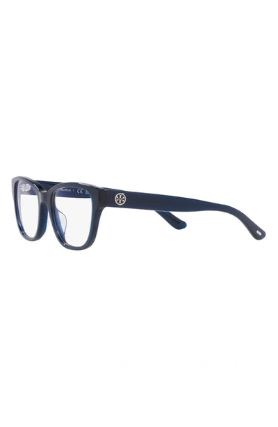 Shop Tory Burch 52mm Rectangular Optical Glasses In Navy