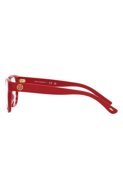 Shop Tory Burch 52mm Rectangular Optical Glasses In Red