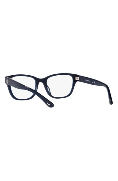 Shop Tory Burch 52mm Rectangular Optical Glasses In Navy