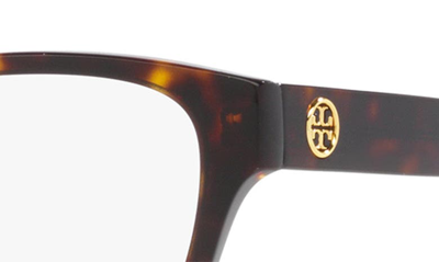 Shop Tory Burch 52mm Rectangular Optical Glasses In Dark Tort