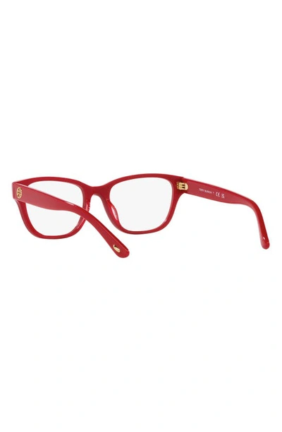 Shop Tory Burch 50mm Rectangular Optical Glasses In Red