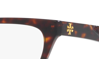 Shop Tory Burch 53mm Rectangular Optical Glasses In Dark Tort