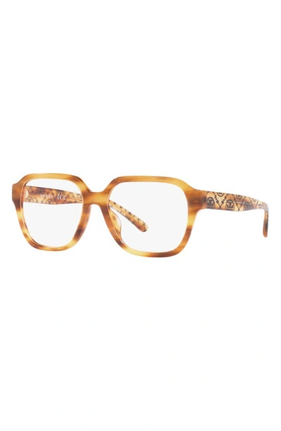 Tory Burch 53mm Square Optical Glasses In Light Wood