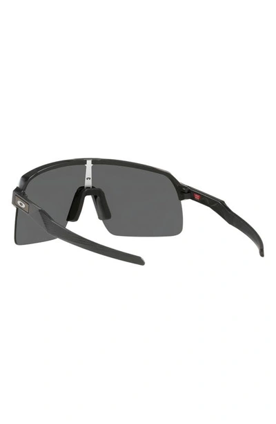 Shop Oakley Sutro Lite 139mm Prizm™ Semirimless Wrap Shield Sunglasses In Shiny Black