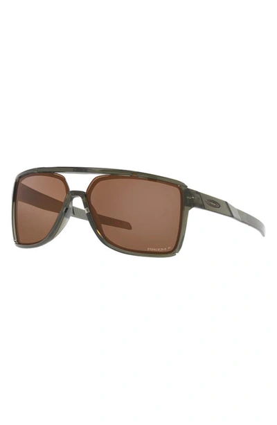 Oakley Castel 63mm Prizm™ Polarized Oversize Rectangular Sunglasses In Olive