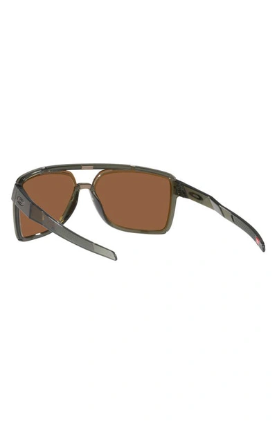 Oakley Castel 63mm Prizm™ Polarized Oversize Rectangular Sunglasses In Olive