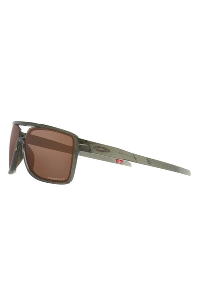 Oakley Castel 63mm Prizm™ Polarized Oversize Rectangular Sunglasses In Olive