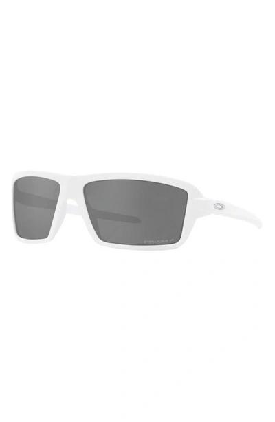 Shop Oakley Cables 63mm Prizm™ Polarized Oversize Rectangular Sunglasses In White