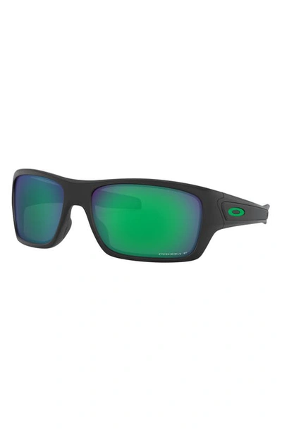 Oakley Turbine 65mm Polarized Oversize Rectangular Sunglasses In Matte Black