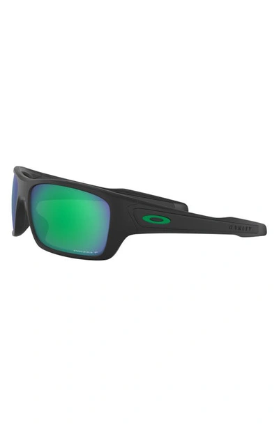 Oakley Turbine 65mm Polarized Oversize Rectangular Sunglasses In Matte Black