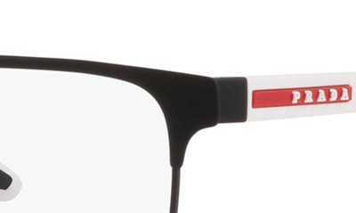 Shop Prada 57mm Rectangular Optical Glasses In Rubber Black