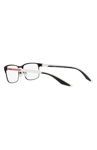 Shop Prada 55mm Rectangular Optical Glasses In Rubber Black