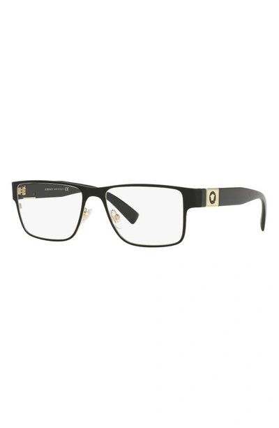 Versace 55mm Rectangular Optical Glasses In Black Gold