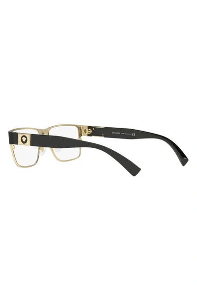 Versace 55mm Rectangular Optical Glasses In Black Gold