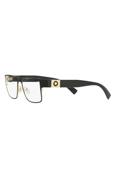 Shop Versace 55mm Rectangular Optical Glasses In Black Gold