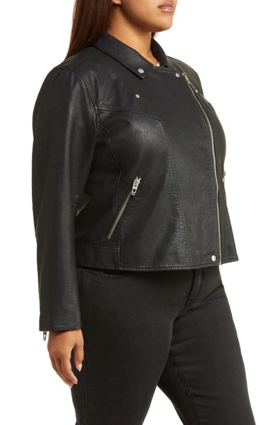 Shop Blanknyc Lifechanger Faux Leather Moto Jacket In Black/ Silver Matte Metal