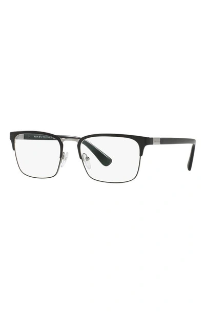 Prada Heritage 56mm Square Optical Glasses In Matte Black
