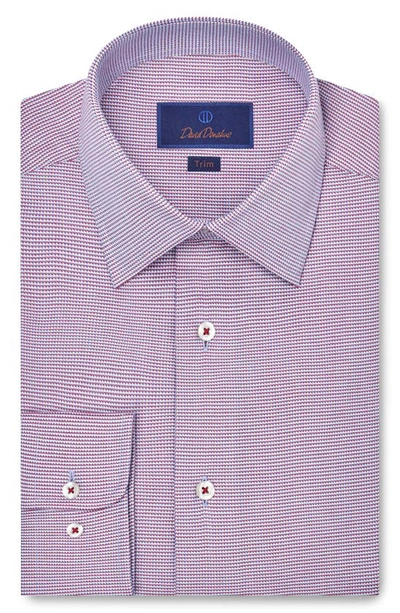 Shop David Donahue Trim Fit Dobby Micro Check Cotton Dress Shirt In Merlot/ Sky