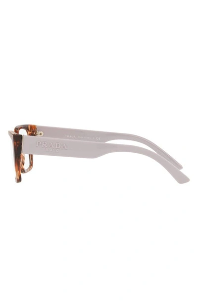 Prada 54mm Rectangular Optical Glasses In Brown Tort