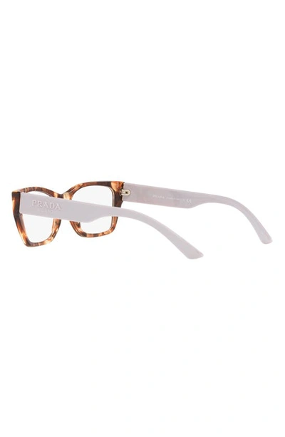 Prada 54mm Rectangular Optical Glasses In Brown Tort
