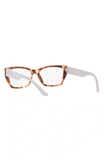 Prada 54mm Rectangular Optical Glasses In Brown Tort