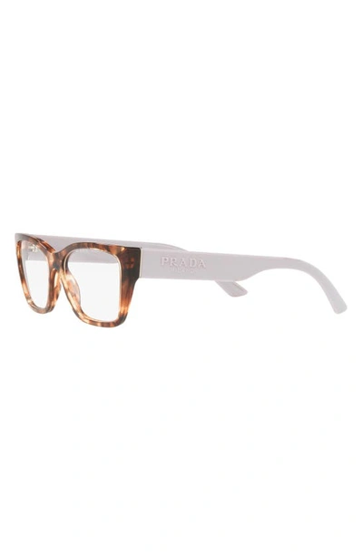 Prada 54mm Rectangular Optical Glasses In Brown Tort