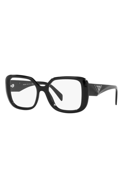 Prada 53mm Square Optical Glasses In Black