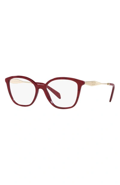 Prada 54mm Butterfly Optical Glasses In Red