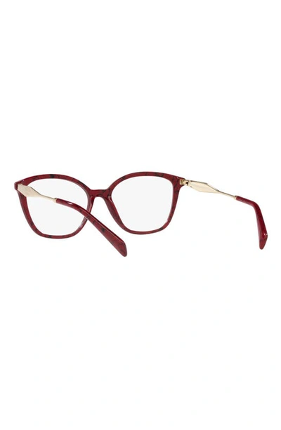Prada 54mm Butterfly Optical Glasses In Red