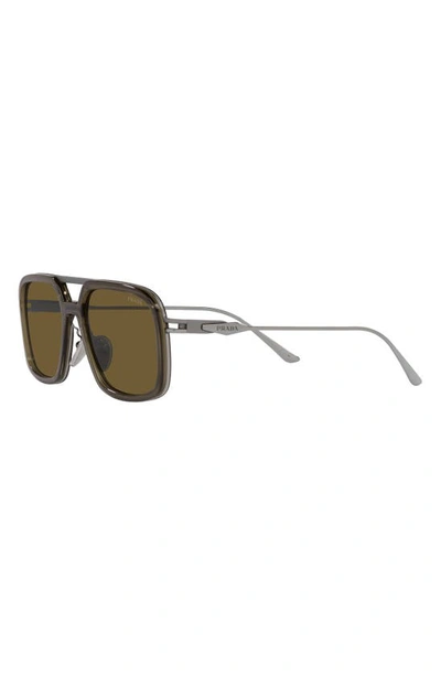 Shop Prada 55mm Polarized Square Sunglasses In Dark Brown