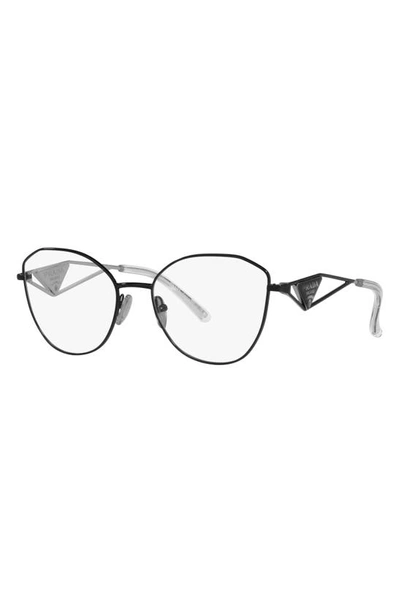 Shop Prada 54mm Round Optical Glasses In Black