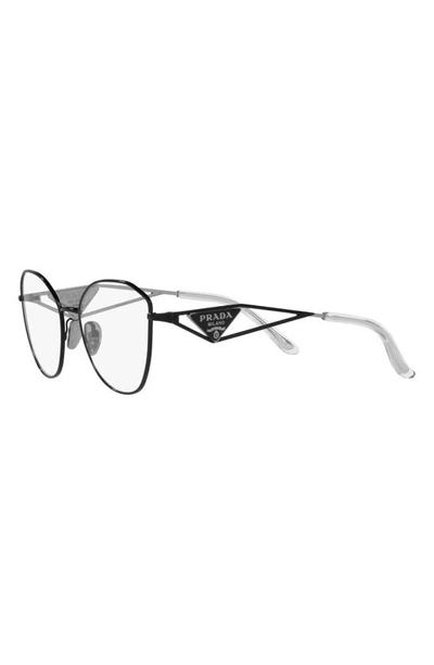 Shop Prada 54mm Round Optical Glasses In Black