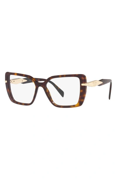 Prada 53mm Square Optical Glasses In Tortoise