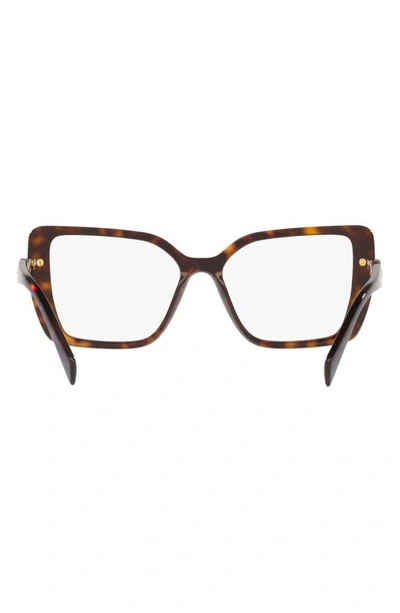 Prada 53mm Square Optical Glasses In Tortoise
