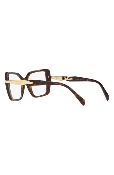 Prada 53mm Square Optical Glasses In Tortoise