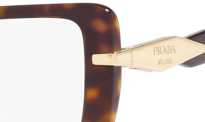Prada 53mm Square Optical Glasses In Tortoise