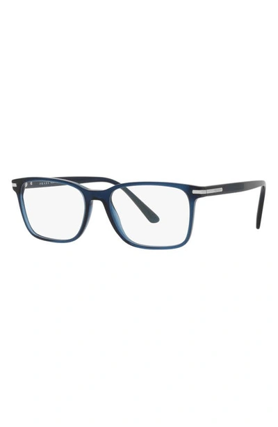Prada 56mm Rectangular Optical Glasses In Crystal