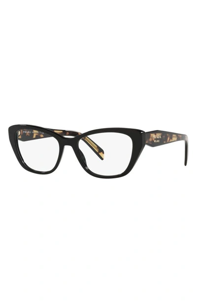 Prada 52mm Cat Eye Optical Glasses In Black