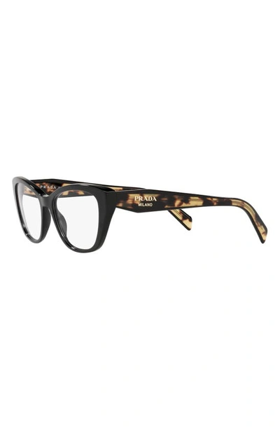 Prada 52mm Cat Eye Optical Glasses In Black