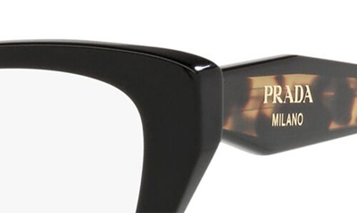 Prada 52mm Cat Eye Optical Glasses In Black