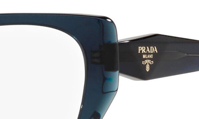 Shop Prada 54mm Square Optical Glasses In Blue Crystal