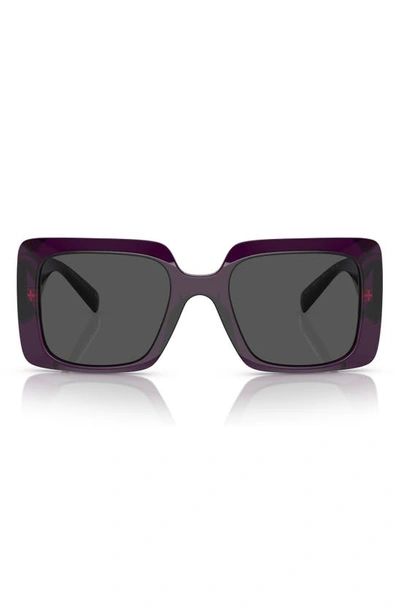 Shop Versace 54mm Rectangle Sunglasses In Dark Grey