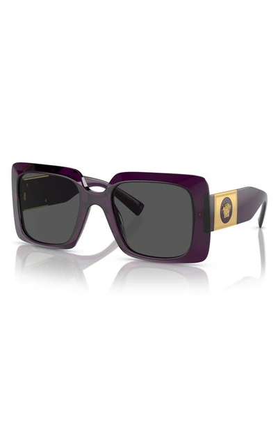 Shop Versace 54mm Rectangle Sunglasses In Dark Grey
