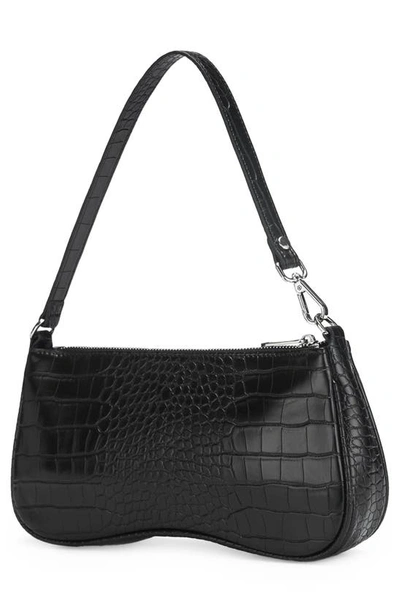Shop Jw Pei Eva Croc Embossed Faux Leather Convertible Shoulder Bag In Black Croc