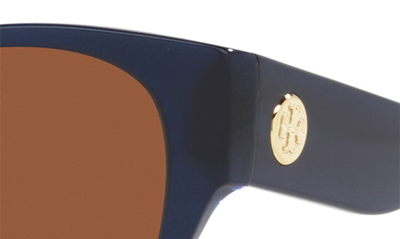 Shop Tory Burch 53mm Round Sunglasses In Navy