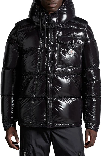 Shop Moncler Karakorum Ripstop Convertible Down Jacket In Black