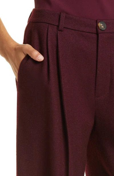 Shop Vince Cozy Pleated Wool Blend Pants In Cherry Wine
